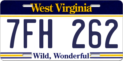 WV license plate 7FH262
