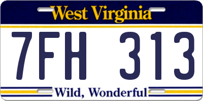 WV license plate 7FH313