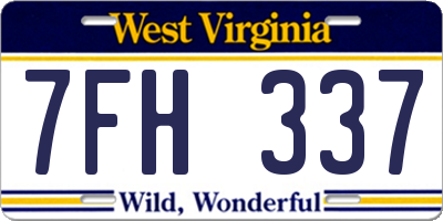 WV license plate 7FH337