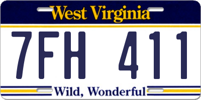 WV license plate 7FH411