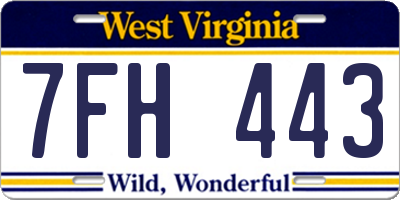 WV license plate 7FH443