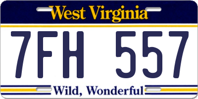WV license plate 7FH557