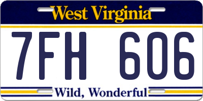 WV license plate 7FH606