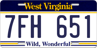 WV license plate 7FH651