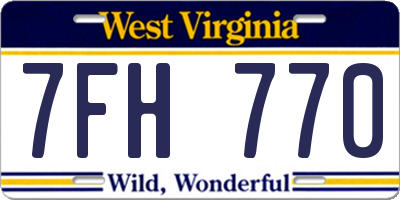 WV license plate 7FH770
