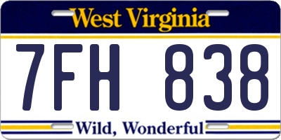 WV license plate 7FH838