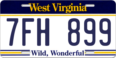 WV license plate 7FH899