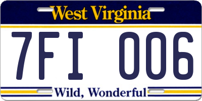 WV license plate 7FI006