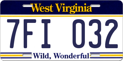 WV license plate 7FI032