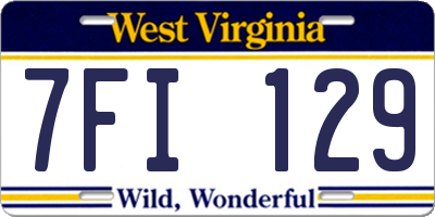 WV license plate 7FI129