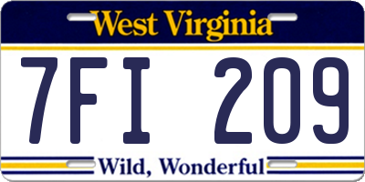 WV license plate 7FI209