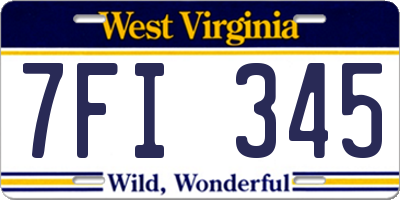 WV license plate 7FI345