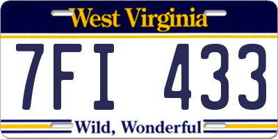 WV license plate 7FI433