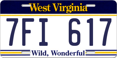 WV license plate 7FI617