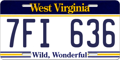 WV license plate 7FI636