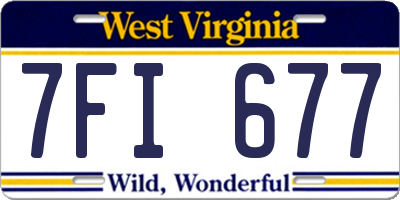 WV license plate 7FI677