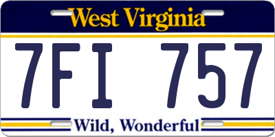 WV license plate 7FI757