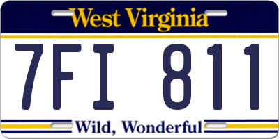 WV license plate 7FI811