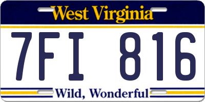 WV license plate 7FI816