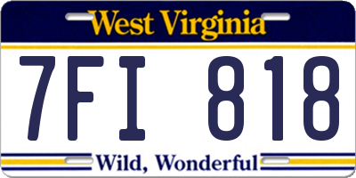 WV license plate 7FI818