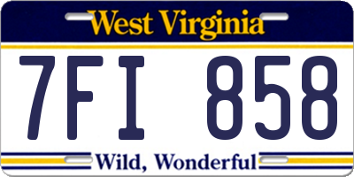 WV license plate 7FI858