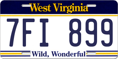 WV license plate 7FI899