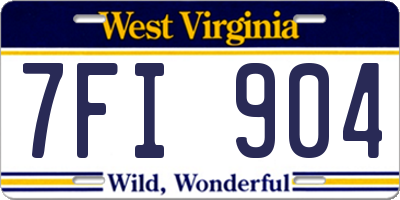 WV license plate 7FI904