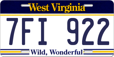 WV license plate 7FI922