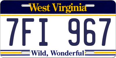 WV license plate 7FI967