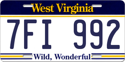 WV license plate 7FI992