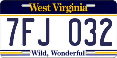 WV license plate 7FJ032