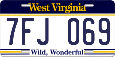 WV license plate 7FJ069