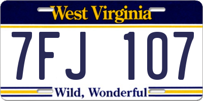 WV license plate 7FJ107
