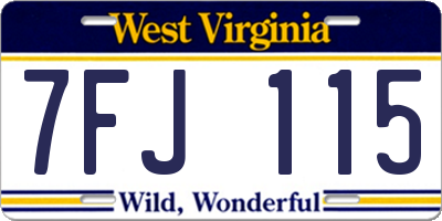 WV license plate 7FJ115