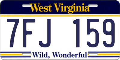 WV license plate 7FJ159