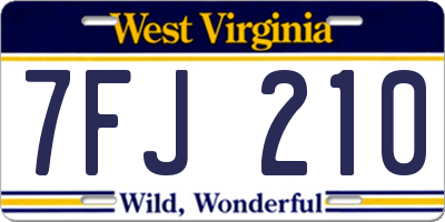 WV license plate 7FJ210