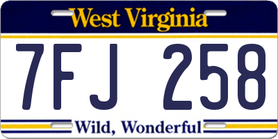 WV license plate 7FJ258