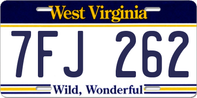 WV license plate 7FJ262