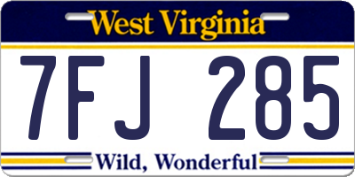 WV license plate 7FJ285