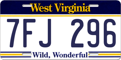 WV license plate 7FJ296