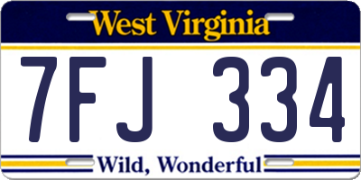 WV license plate 7FJ334