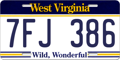 WV license plate 7FJ386