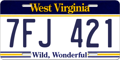 WV license plate 7FJ421