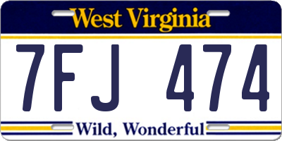 WV license plate 7FJ474