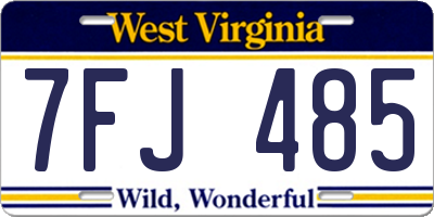 WV license plate 7FJ485