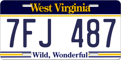 WV license plate 7FJ487