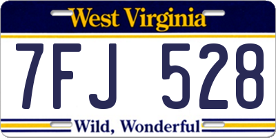 WV license plate 7FJ528