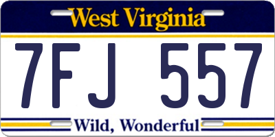 WV license plate 7FJ557