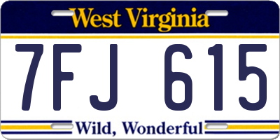 WV license plate 7FJ615