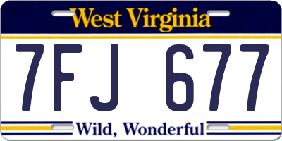 WV license plate 7FJ677